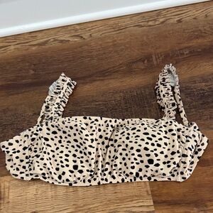 Leopard Print Ruffle Strap Swim Top